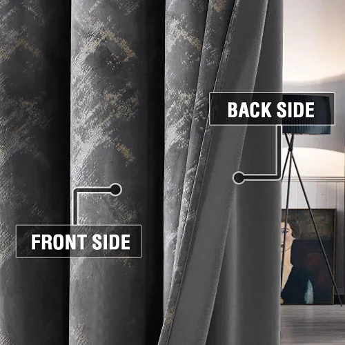Miniatura 7 de H.VERSAILTEX Cortinas de terciopelo de lujo de 63 pulgadas de largo con aislamiento térmico para dormitorio, estampado de papel de aluminio