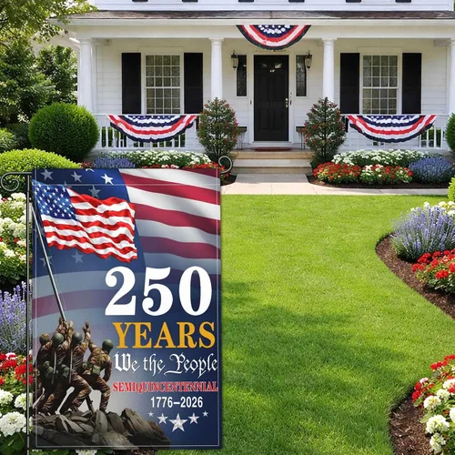 Miniatura 6 de Bandera de jardín de aniversario estadounidense del 250 aniversario del 250 aniversario, bandera patriótica del 4 de julio, banderas de jardín