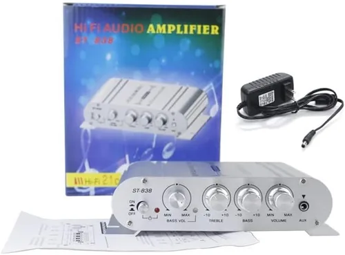Miniatura 5 de Sundeer - Mini amplificador de 2.1 canales de 20 W+20 W+40 W Hi-Fi amplificador de potencia con fuente de alimentación de 12 V 2 A, amplificador