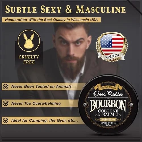 Miniatura 4 de Handy Hound Occo Bobbo Colonia sólida para hombres, aroma a bourbon y sándalo, bálsamo concentrado de 0.5 onzas, mezcla suave de barril de roble