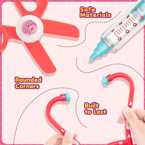 Miniatura 7 de Kit de Médico para Niños Pequeños - Juego de Simulación de Médico para Niños - Juguetes Médicos de Juego de Rol con Disfraz y Estetoscopio - Kit