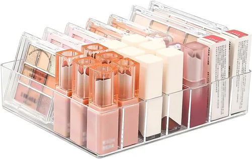 Organizador de Maquillaje para Paleta de Sombras de Ojos y Organizador de Lápiz Labial, Organizador de Paleta de Maquillaje de 7 Secciones Divididas