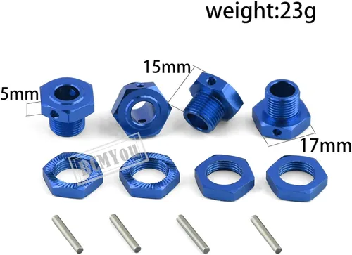 Miniatura 5 de Pieza de mejoras de llave hexagonal de rueda de 0.67 pulgadas para ARRMA Infraction 1/7 6s BLX/Mojave 6s BLX/Limitless 1/8 Typhon 6S BLX, Azul
