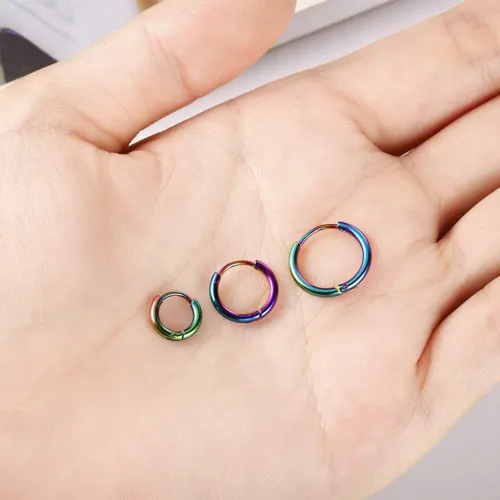 Miniatura 3 de Aretes de aro finos de acero inoxidable quirúrgico de 0.236 in0.315 in0.394 in, aretes de aro pequeños para mujeres y hombres