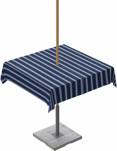 Miniatura 11 de Mantel para exteriores a rayas azul marino, mantel redondo de 60 pulgadas, diseño de rayas blancas y azul marino, impermeable, con agujero
