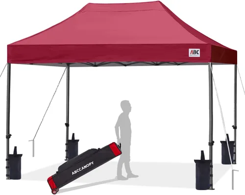 Miniatura 45 de Abccanopy - Carpa de toldo para tienda de campaña comercial instantánea con bolsa de transporte con ruedas, 4 bolsas de arena, Blanco