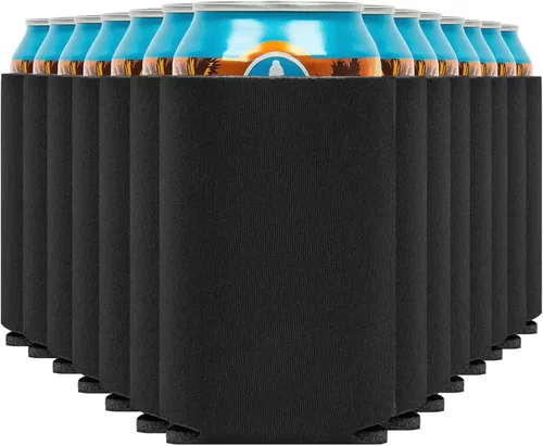 Miniatura 42 de Fundas enfriadoras de latas de cerveza en blanco (paquete de 14) fundas enfriadoras de latas de cerveza con aislamiento suave - Fundas negras lisas