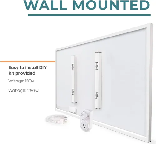 Miniatura 7 de EconoHome Calentador de pared infrarrojo de 250 W, con estadísticas de enchufe, calentadores de pared radiantes, distribución rápida y uniforme