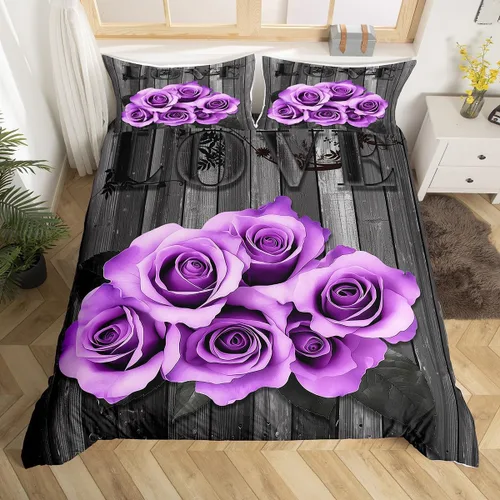 Miniatura 11 de Juego de funda de edredón para parejas, juego de ropa de cama de corazón de amor rojo, juego de funda de edredón romántica para boda, regalo