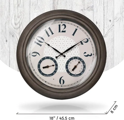 Miniatura 7 de Presentime & Co. Reloj iluminado para exteriores de 18 pulgadas, resistente al agua, reloj de pared grande iluminado con termómetro e higrómetro