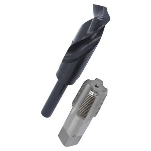 Miniatura 16 de Drill America POU juego de llave de tubería de acero de carbono NPT y broca para taladro HSS (1/8 pulgadas NPT - 1 pulgadas NPT), 1