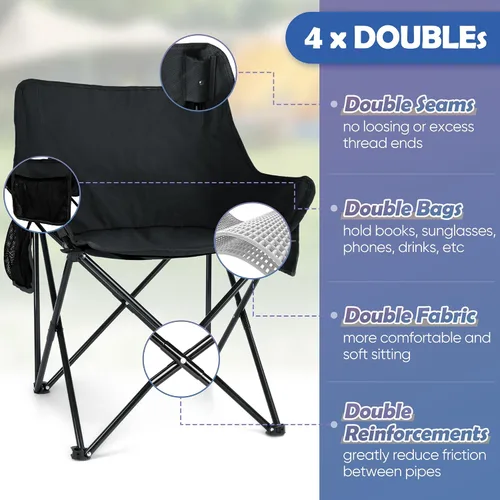 Miniatura 3 de HaSteeL Silla de camping para adultos, juego de sillas portátiles plegables compactas con bolsillos laterales para pesca al aire libre, senderismo