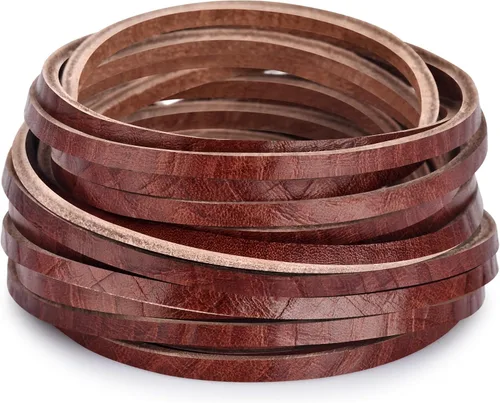 Miniatura 14 de TeeLiy Cordón plano de cuero genuino de 3 mm, cuerda de trenzado para joyería, cordones de zapatos de cuero, artes y manualidades, monedero