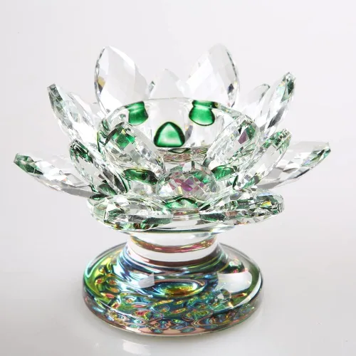 Miniatura 3 de Portavelas de loto de cristal, portavelas de flor de loto, soporte para velas votivas de pétalos de loto con base de cristal, candelabro de loto