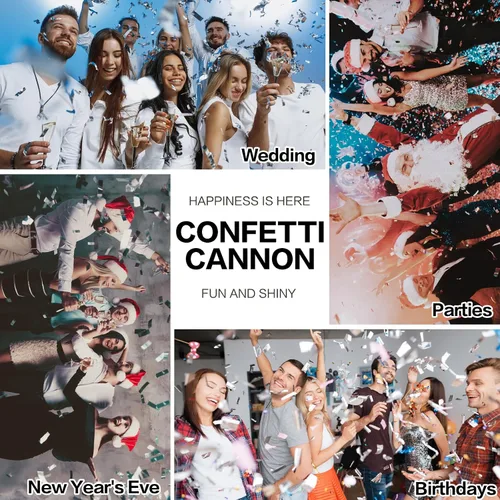 Miniatura 6 de FIEKEICC Paquete de 12 Poppers de confeti plateado, cañón de confeti de 12 pulgadas para bodas, graduaciones, cumpleaños y víspera de Año Nuevo