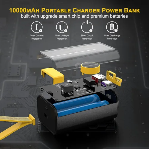 Miniatura 2 de Cargador portátil de 10000 mAh, batería externa transparente de carga rápida de 22.5 W, cargador de teléfono portátil USB C externo de entrada