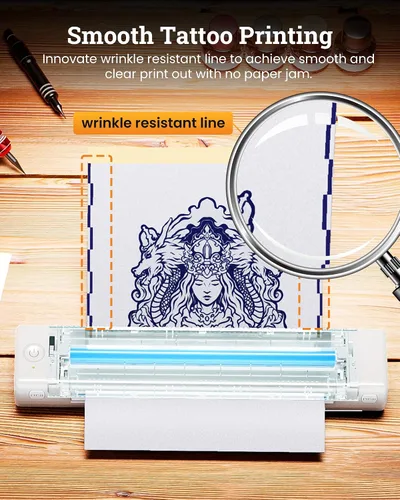 Miniatura 3 de Itari TP81 - Impresora de plantillas de tatuajes Bluetooth - Máquina de tatuaje con 10 piezas de papel de transferencia 100% libre de alérgenos