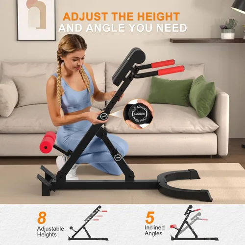 Miniatura 8 de Roman Chair,Foldable Back Extension Machine,Adjustable Ab Back Extension Machine,Core Strength Trainer,Back Exercise Machine for Glute,Ab
