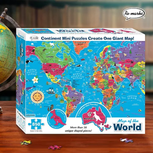 Miniatura 5 de Rompecabezas de lujo Re-Marks, mapa del mundo con piezas caprichosas