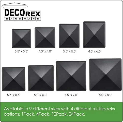 Miniatura 8 de Tapa de aluminio en forma piramidal para postes de madera, color negro (4 unidades)