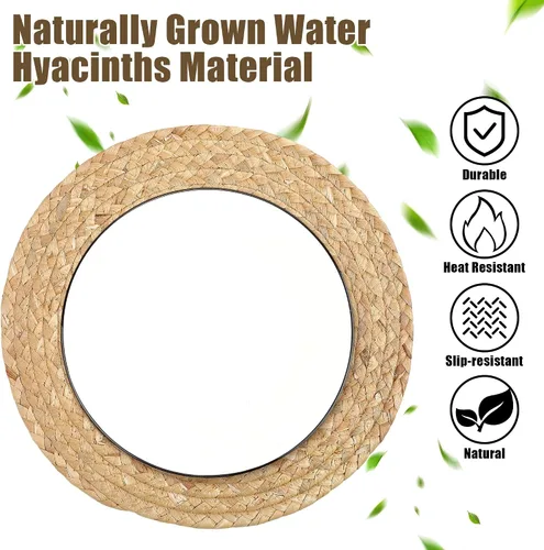 Miniatura 3 de Kochorie - Juego de 6 manteles individuales redondos tejidos de 12 pulgadas, manteles individuales de plantas naturales de jacinto de agua, manteles