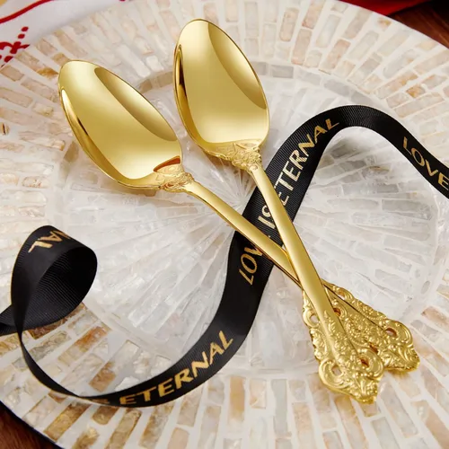 Miniatura 3 de KEAWELL Cuchara grande de servicio de 2 piezas, acero inoxidable 18/10, cuchara de servir fina y grande, cucharada resistente, apta para Dorado