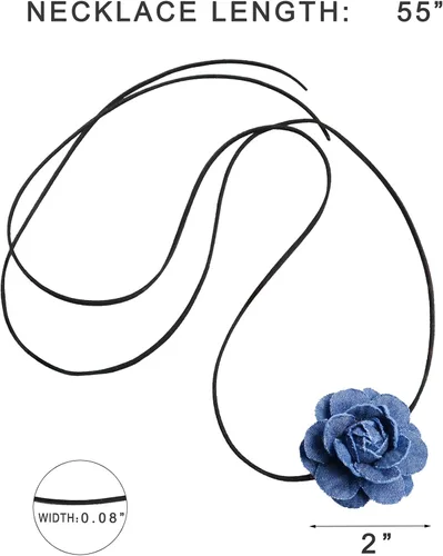 Miniatura 2 de Gargantilla negra con cordones de flores de camelia para mujer