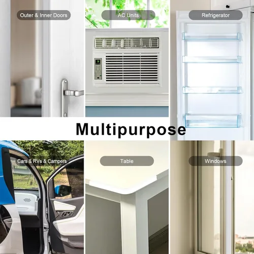 Miniatura 6 de Burlete Adhesivo Fuerte Resistente a la Intemperie, Burlete de Alta Densidad Resistente a la Intemperie Tira de Sellado de Puerta para Puertas Blanco