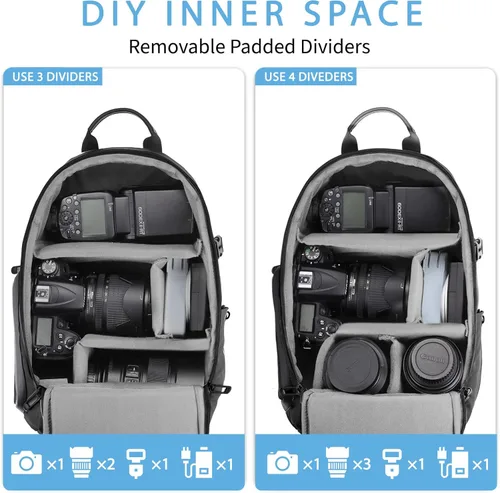 Miniatura 3 de TAAOKA Bolsa bandolera para cámara fotográfica – Bolsa cruzada impermeable para cámara con bolsillos de acceso rápido, DSLR linda bolsa para cámara
