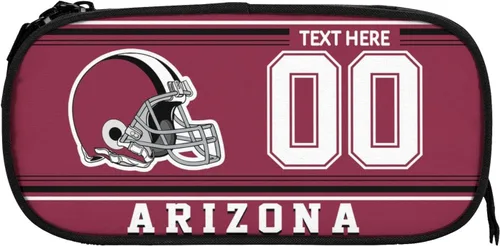 Estuche para lápices Arizona, caja de lápices con nombre y número personalizados, estuche personalizado de estilo de fútbol, estuche de bolígrafo
