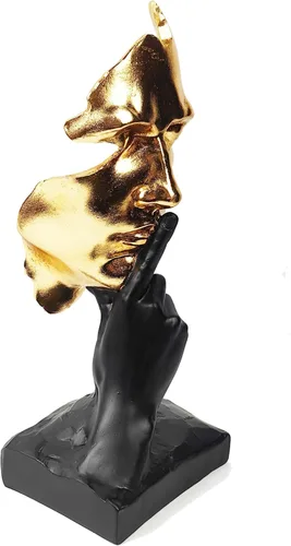 Estatua del Pensador - Silencio es Oro - Figura de Arte Abstracto Decorativa - 30.5 cm de Alto No Oir No Ver No Hablar Esculturas de Resina Modernas