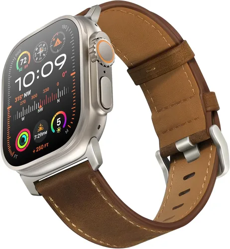Miniatura 9 de UUPWPOKT - Correa de cuero compatible con Apple Watch Ultra 3/2/1 de 49/46/45/44/42 mm, correa de cuero genuino para iWatch Ultra Series 11 10 9 8 7