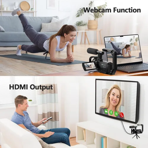 Miniatura 4 de Cámara de video videocámara 5K 56MP Vlogging Cámara para YouTube con pantalla táctil abatible de 3 pulgadas 270°, visión nocturna, WiFi, cámara web