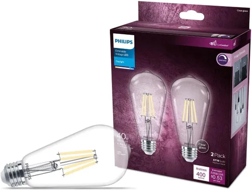 Miniatura 11 de PHILIPS LED 60W A19 Paquete de 8 bombillas de luz diurna ultra definición (5000 K) 800 lúmenes (8 W = 60 W) regulables sin parpadeo Ámbar (2000k)