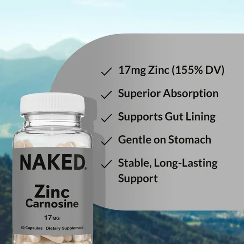Miniatura 7 de NAKED Carnosina de zinc 17 mg (60 cápsulas) + monohidrato de creatina micronizada NAKED Pure 17.64 oz (100 porciones) – Vegano; Sin OGM; Sin gluten