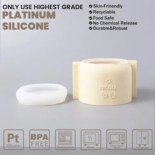 Miniatura 3 de BOOWAN NICOLE Molde de silicona para tarro cilíndrico, molde de cemento para recipientes de vela con tapa para bricolaje (SH0976-1+SH0976-2)