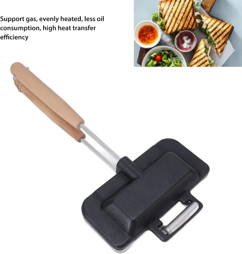 Miniatura 2 de Sartén para hornear sándwich de doble cara, sartén de doble cara, mango extraíble, sartenes antiadherentes, sartén de aluminio para quesos a