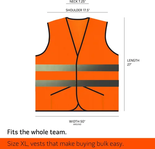Miniatura 4 de PeerBasics Chaleco de seguridad de bolsillo Paquete a granel reflectante de alta visibilidad para hombres y mujeres Naranja