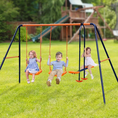 Miniatura 7 de Juegos de columpios para exteriores para patio trasero, soporte de columpio de capacidad de carga de 440 libras con 2 asientos y 1 planeador, juego