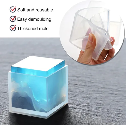 Miniatura 4 de Moldes de resina cuadrados grandes, moldes de silicona de cubo grande para arte de bricolaje resina epoxi, moldes de silicona cuadrados profundos