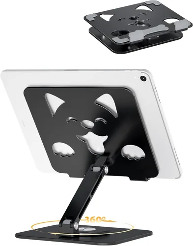 Aoviho Soporte ajustable para tablet iPad – Soporte de escritorio de aluminio giratorio de 360°, soporte plegable y estable para iPad Pro 12.9/11,