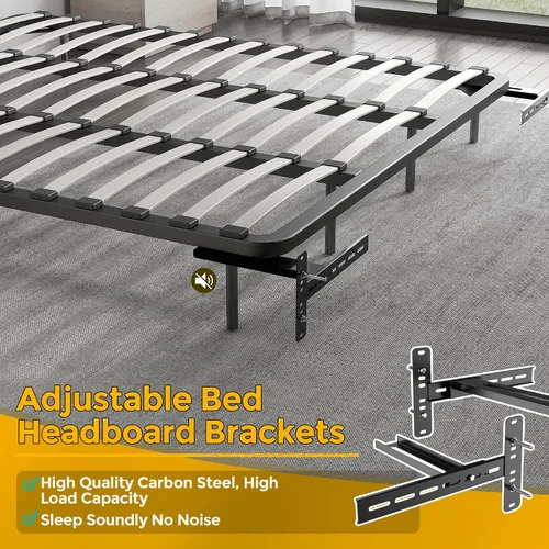 Miniatura 3 de Paquete de 2 soportes de cabecera de acero sólido para marco de cama de metal, soportes de cama ajustables para cabecero con kit de extensión
