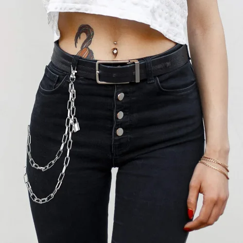 Miniatura 2 de 5 Pieces Jeans Chains Set Hip Hop Pants Chains Pocket Chain Butterfly Lock Star Pendant Belt Multi Layer Chains for Men Women