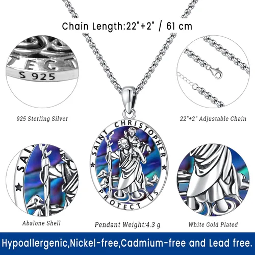 Miniatura 152 de Eusense San Miguel San Cristóbal San Benito San Judas Virgen María Collar chapado en oro 925 joyería religiosa para hombres y mujeres, collar