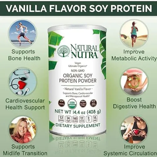 Miniatura 3 de Natural Nutra Polvo orgánico vegano de origen de proteína de soja a base de plantas, apoya los huesos y mejora la salud cardiovascular, sin gluten