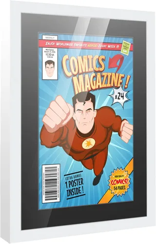 Miniatura 115 de Poster Palooza Marco de cómic con paspartú para 1 cómic de la Edad de Bronce publicado entre 1970 y 1985, marco de cómic negro para cómic de 7.25 x