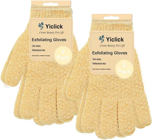 Yiclick Guantes Exfoliantes Pesados, Guantes Exfoliantes para el Cuerpo Exfoliante para Baño y Ducha, Exfoliante Corporal para Eliminar la Piel Azul