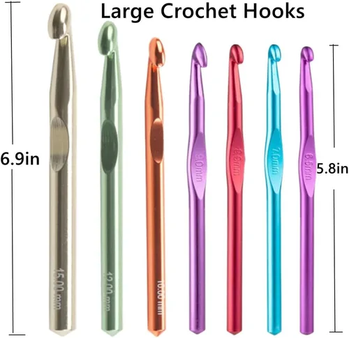 Miniatura 5 de Grandes Ganchos de Crochet, Ganchos de Crochet de 15 mm 12 mm 10 mm 9 mm 8 mm 7 mm 6,5 mm para Hilo Grueso