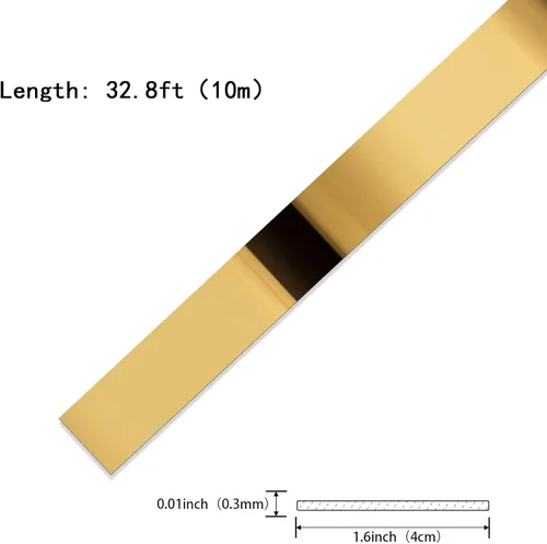 Miniatura 2 de Tira de moldeo con acabado metalizado dorado similar a un espejo, tira para despegar y pegar para marco de espejo, pared, chimenea y decoración