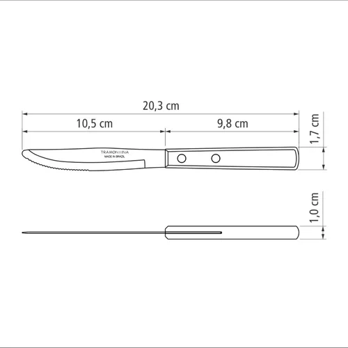 Miniatura 2 de Cuchillo de Mesa Tramontina Madera Polietileno 7.9 in Marrón Oscuro